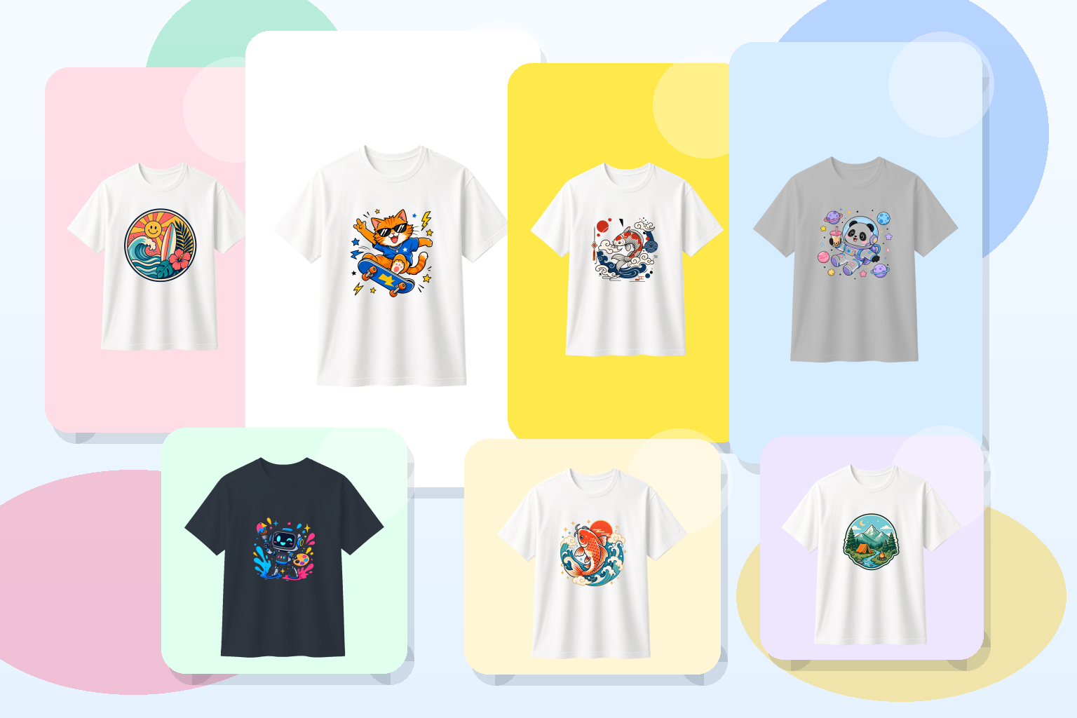多款创意 T 恤成品合成展示